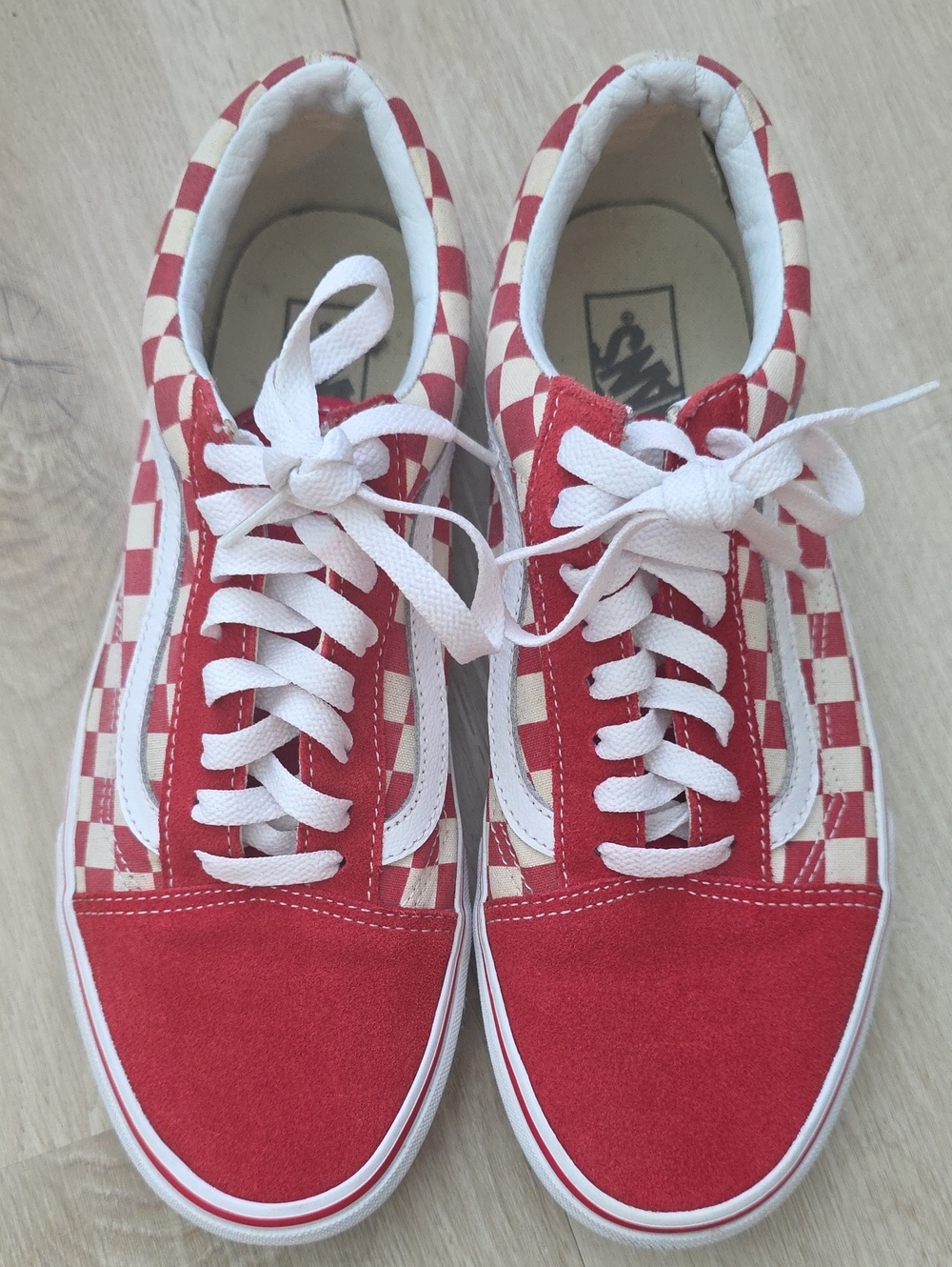 Vans Old Skool Primary Check Racing Red White Checkerboard Sneakers M 9.5/ W 11